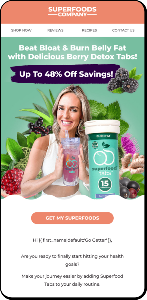 Superfoods email campaign design